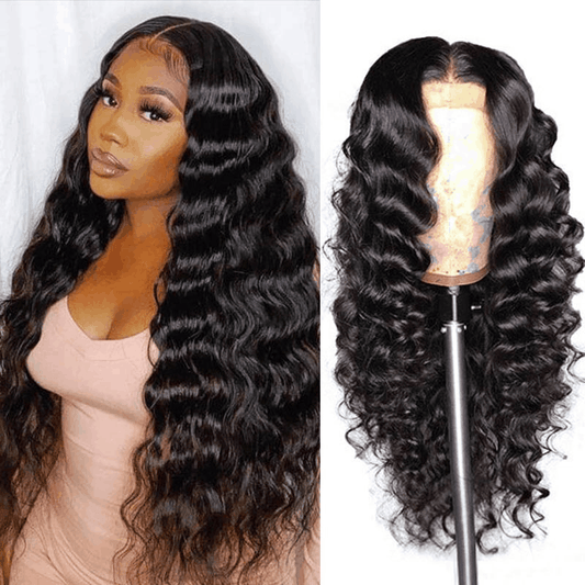 Glueless 13×4 Loose Deep Wave Wig Pre Cut Lace Wig Lace Frontal Wigs Pre Plucked