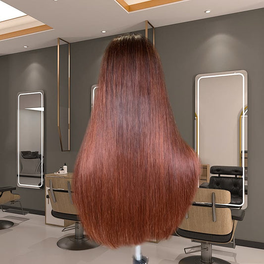 Remy Forte High-End Customized Products Fashional Brown Colored Wig Straight 13×4 Lace Front Wig 400% Density 32 Inch Wig Do Not Support Return Or Refund Or Exchange