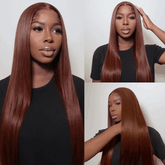 Remy Forte High-End Customized Products Reddish Brown Colored Wig Straight 13×4 Lace Front Wig 400% Density 30 Inch Wig Do Not Support Return Or Refund Or Exchange
