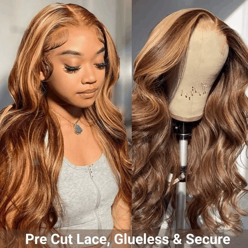 Highlight Body Wave Wear & Go Glueless 180% Density Pre Cut HD Lace Wig Easy Install