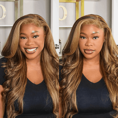 highlighted wigs body wave pre cut wig