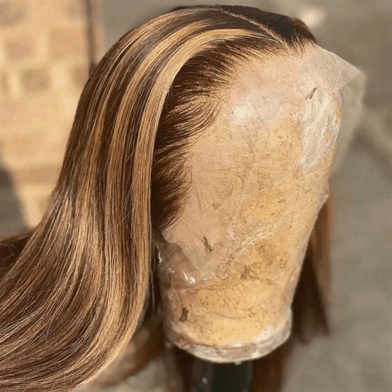Hot Highlight Piano P4/27 Color Lace Straight Wig Colored Ombre Highlight Human Hair Wig