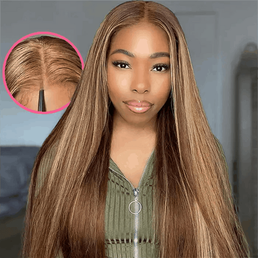Highlight Piano P4/27 Straight And Body Wave Hair 4×6 Pre Cut HD Lace Wear Go Glueless Wigs