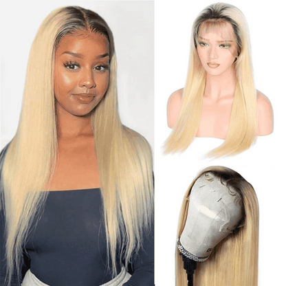 Hot Trend 1b/613 Ombre Blonde Wig Bone Straight 4×4 And 13×4 Lace Front Human Hair Wigs