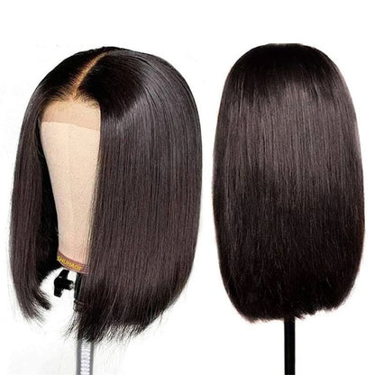 Human Hair Lace Wigs Bob 180% Density Short Bob Wigs Silky Straight Hair Natural Color No Tangle