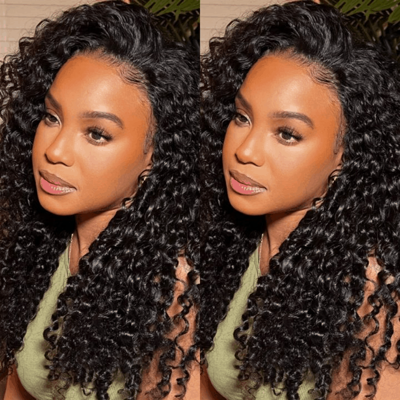 Jerry Curly 13×4 HD Lace Frontal Wigs Glueless Human Hair Wigs Pre Plucked Hairline 180% Density