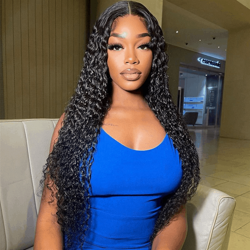 Jerry Curly 13×4 HD Lace Frontal Wigs Glueless Human Hair Wigs Pre Plucked Hairline 180% Density