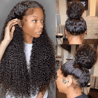 Remyforte Jerry Curly Black 360 Lace Frontal Wig Human Hair 