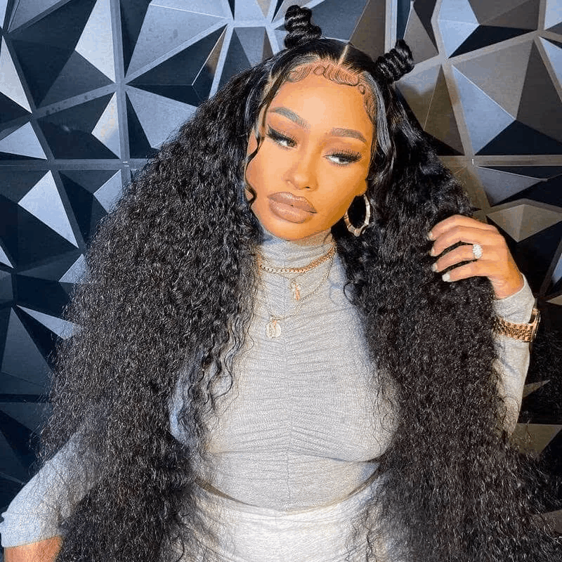 smooth curly 360 lace frontal wig black hair