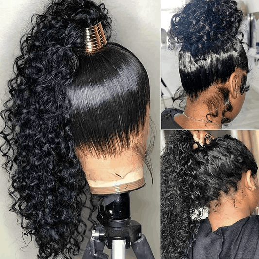 Jerry Curly 360 Lace Front Wig Natural Black 360 Lace Wig 100% Human Hair Wig for Women