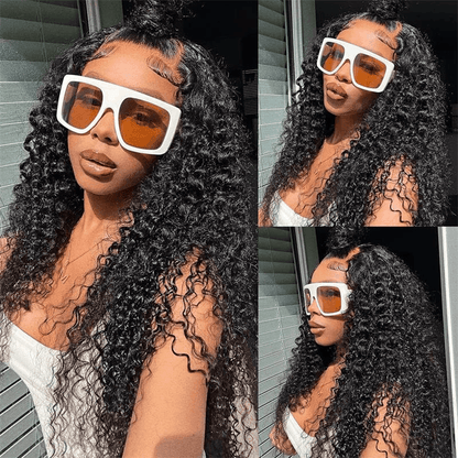 Jerry Curly HD Transparent 13×4 Pre Cut Lace Front Wig Thick Curly Hair Wear Go Human Hair Wig