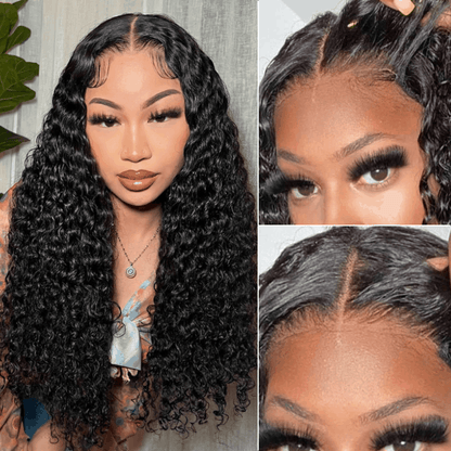 natural hairline black curly wear and go wigs