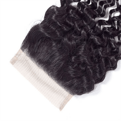 Remy Forte Kinky Curly Hair Bundles With Closure 4 Bundles With 4×4 Lace Closure Natural Color