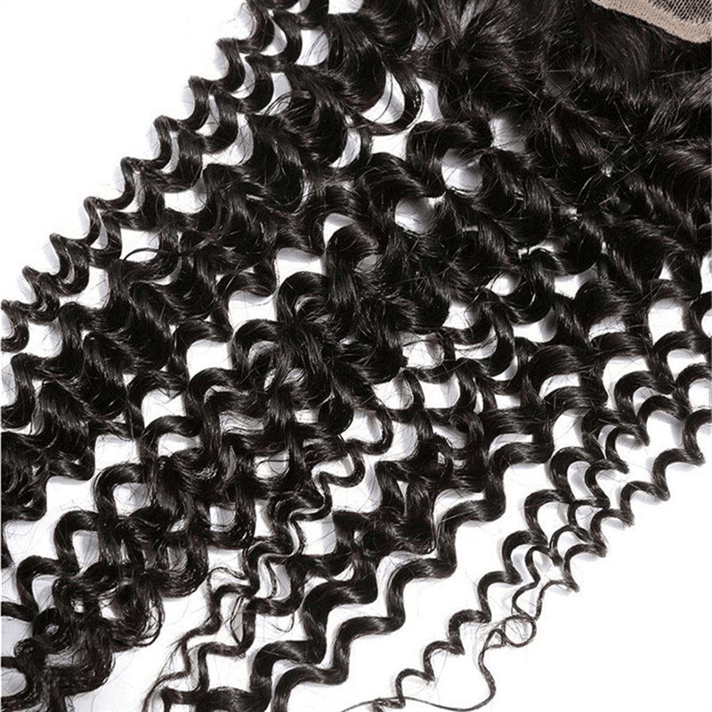 Remy Forte Kinky Curly Hair Bundles With Closure 4 Bundles With 4×4 Lace Closure Natural Color