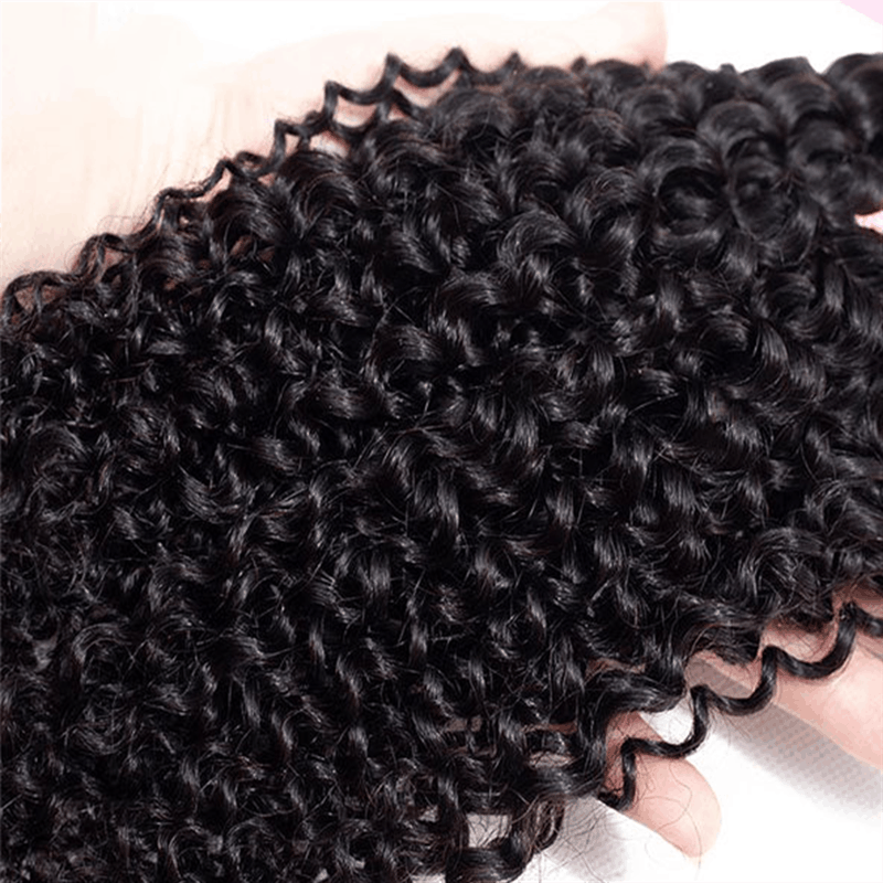 Remy Forte Kinky Curly Hair Bundles With Closure 4 Bundles With 4×4 Lace Closure Natural Color