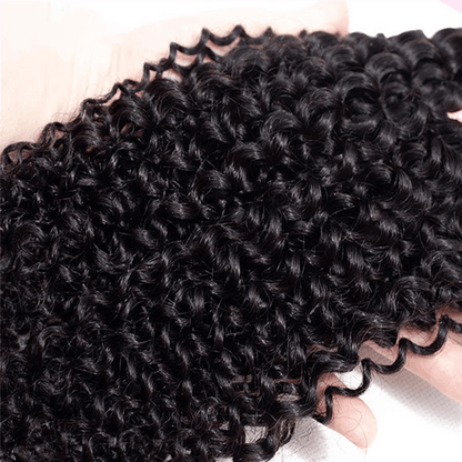 Remy Forte Kinky Curly Hair Bundles With Closure 4 Bundles With 4×4 Lace Closure Natural Color