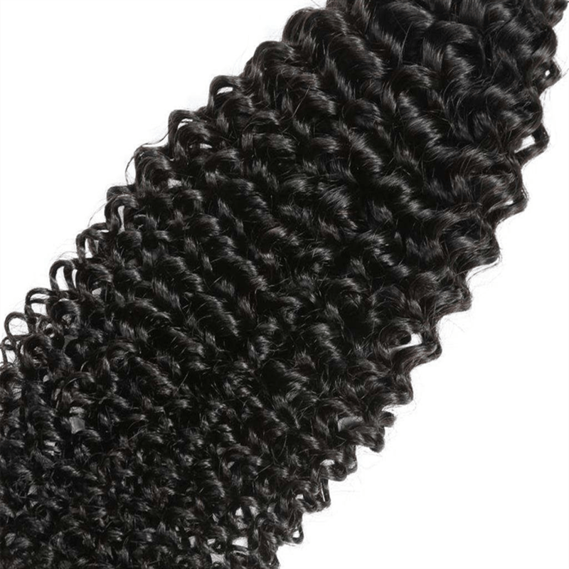 Remy Forte Kinky Curly Hair Bundles With Closure 4 Bundles With 4×4 Lace Closure Natural Color