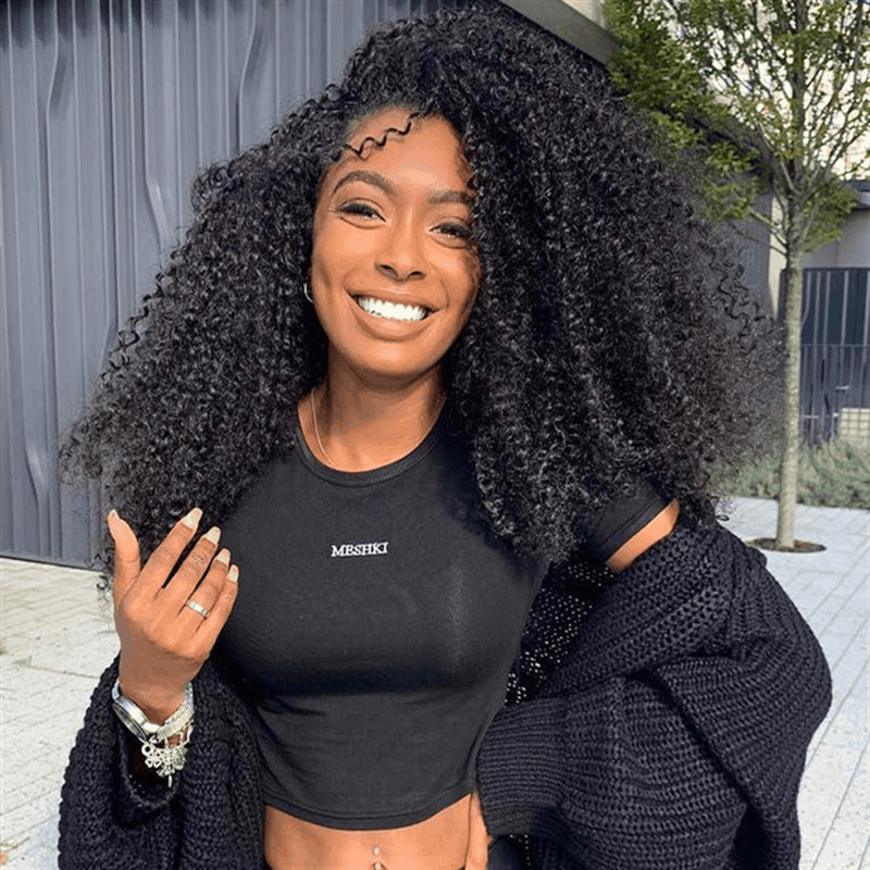 Remy Forte Kinky Curly Hair Bundles With Closure 4 Bundles With 4×4 Lace Closure Natural Color