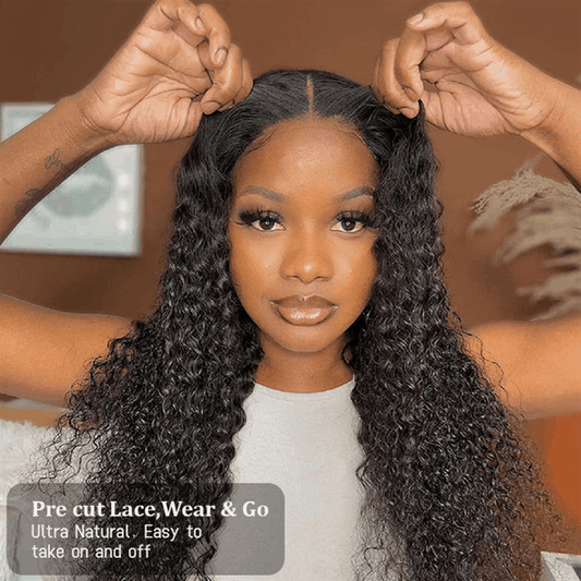 Kinky Curly Wear & Go 4×6 Pre Cut HD Lace Wigs Pre Plucked Lace Closure Curly Wig Beginner Friendly