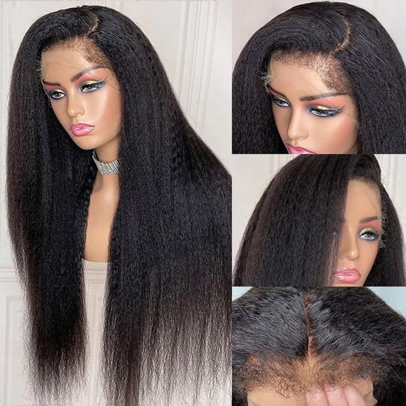 Kinky Straight 13×4/13×6 HD Lace Front Wigs Human Hair 4C Kinky Edges 150%/180% Density