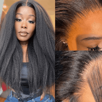 Kinky Straight Wear Go 6×4 Pre-cut Lace HD Lace Glueless Wigs Human Hair Wigs Beginner Friendly