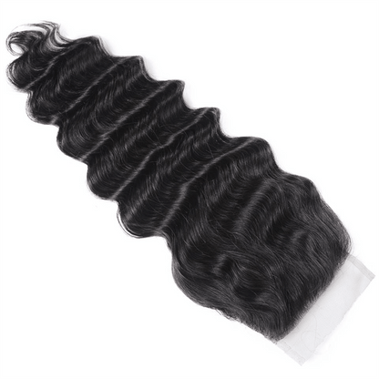 Remy Forte Loose Deep Wave Hair 3 Bundles with 4×4 Lace Closure Brazilian Virgin Human Hair