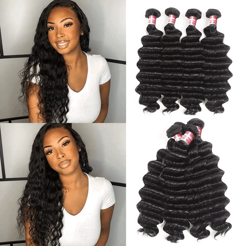 Remy Forte Loose Deep Wave Hair 4 Bundles Natural Black Color Virgin Human Hair