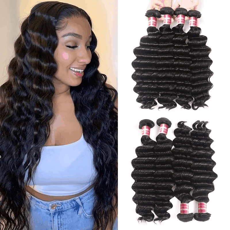 Remy Forte Loose Deep Wave Hair 4 Bundles Natural Black Color Virgin Human Hair