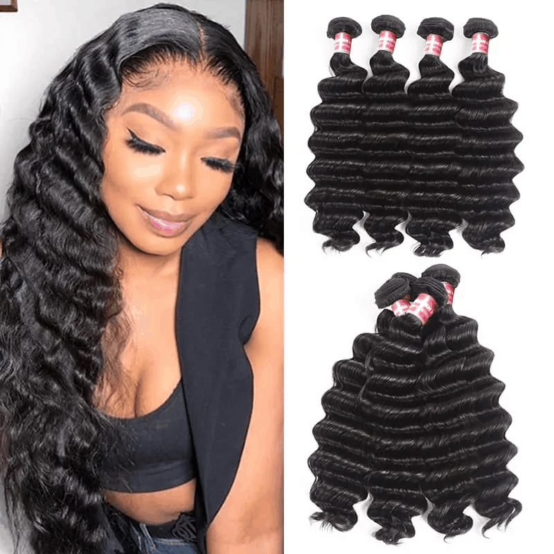 Remy Forte Loose Deep Wave Hair 4 Bundles Natural Black Color Virgin Human Hair