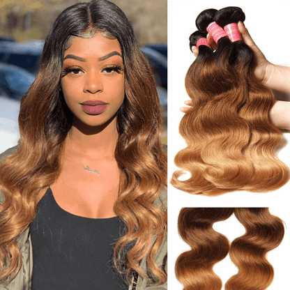 Remy Forte Ombre T1B427 Body Wave Human Hair Weave 3 Bundles