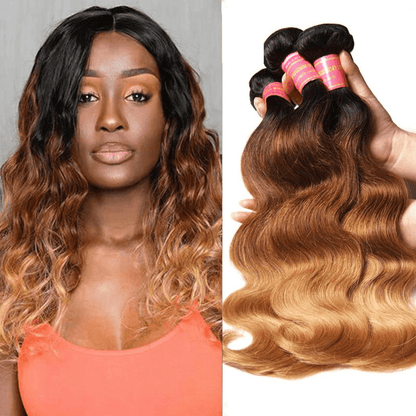 Remy Forte Ombre T1B427 Body Wave Human Hair Weave 3 Bundles