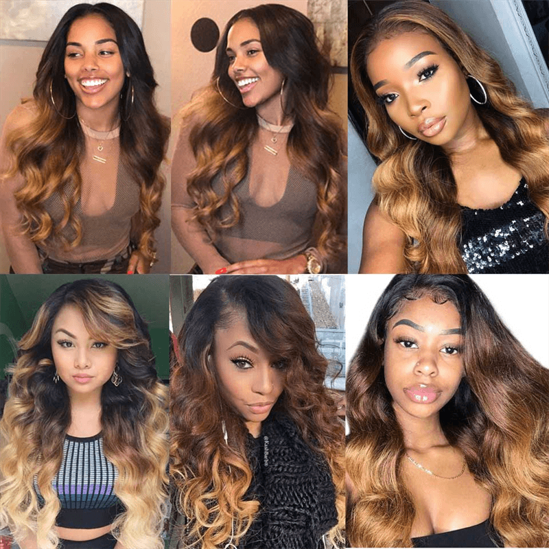 Remy Forte Ombre T1B427 Body Wave Human Hair Weave 3 Bundles