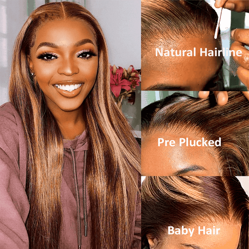 remyforte highlight hair natural hairline, pre plucked with baby hair