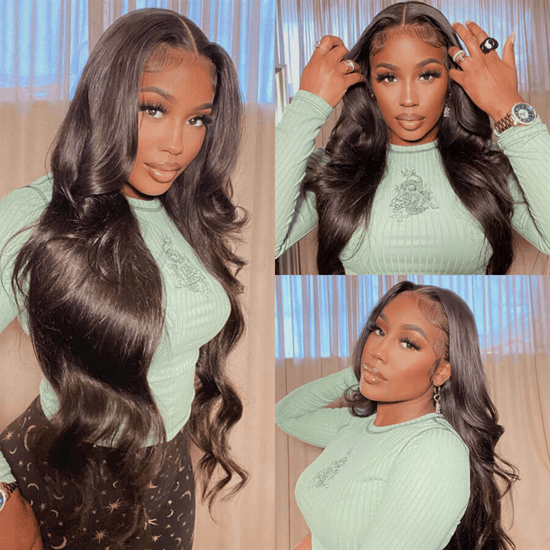 remy forte pre cut lace wig black color with baby hair