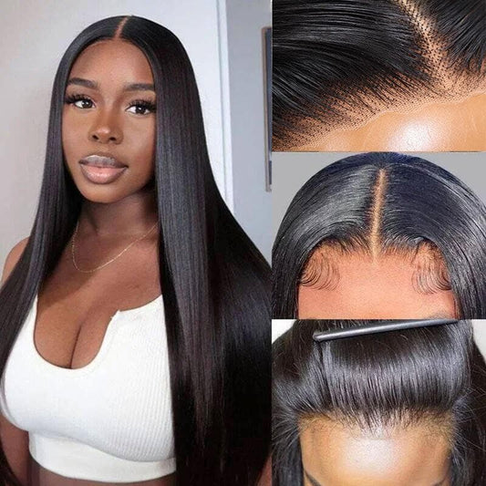 Pre Cut Lace Straight Lace Front Wigs Human Hair Glueless HD Lace Wig Wear And Go Pre Plucked