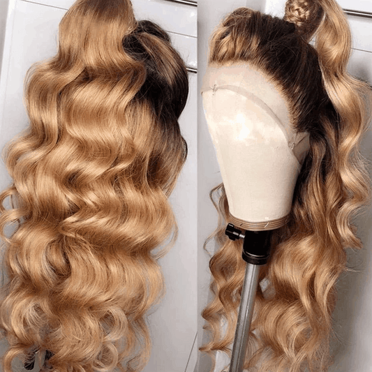 Ready to Wear Highlight 1B/27 Ombre Color Body Wave And Straight 4×6 Pre Cut Lace Wig