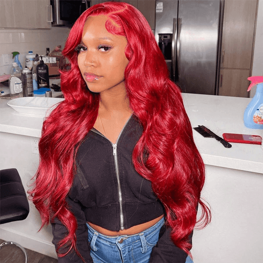 Red Body Wave Glueless 5×5 HD Lace Wigs Colored 13×4 And 13×6 HD Lace Frontal Wigs