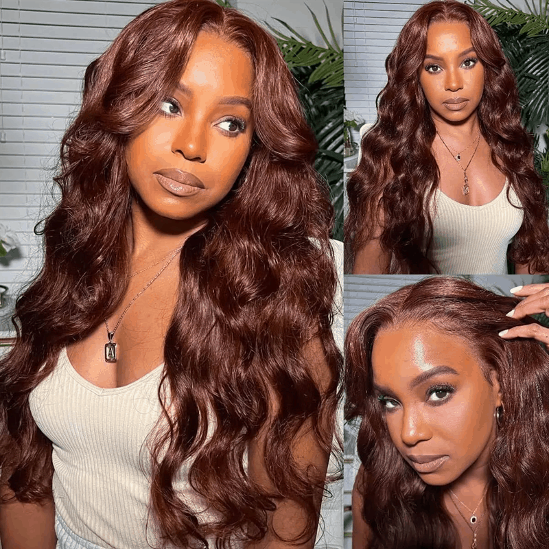 Reddish Brown Wear And Go Wig Body Wave #33B Pre Colored Human Hair Wig Merry Christmas Flash Sale