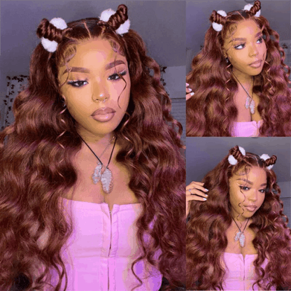 Reddish Brown Wear And Go Wig Body Wave #33B Pre Colored Human Hair Wig Merry Christmas Flash Sale