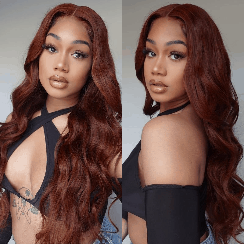 Reddish Brown Wear And Go Wig Body Wave #33B Pre Colored Human Hair Wig Merry Christmas Flash Sale