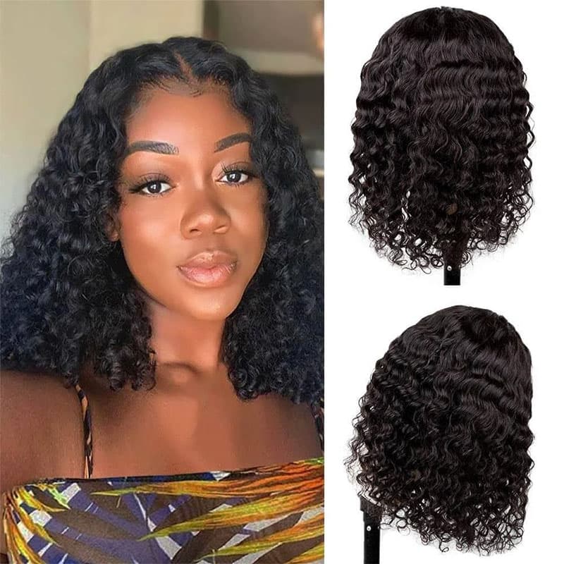 Short Curly Bob Wig 4×4 Lace Closure Wigs For Black Women Human Hair Jerry Curly Bob Wig