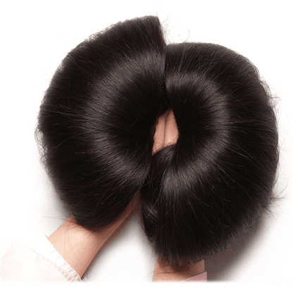 Remy Forte Silky Straight 3 Bundles With 4×4 Lace Closure Remy Human Hair Weave Natural Black Color