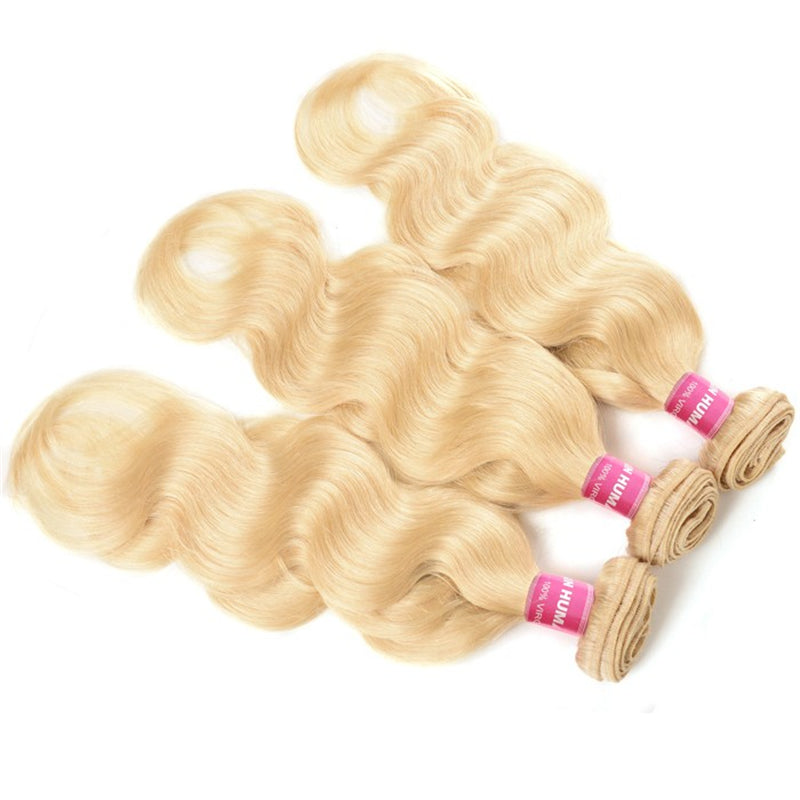 Remy Forte Soft Virgin Human Hair # 613 Blonde Body Wave Hair Weaves 3 Bundles