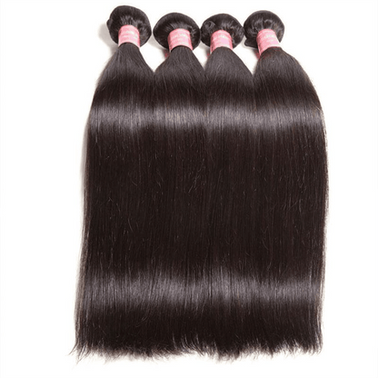 Remy Forte Straight 4 Bundles With Ear to Ear 13×4 Lace Frontal Closure 100% Virgin Human Hair