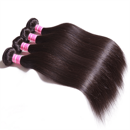 Remy Forte Straight 4 Bundles With Ear to Ear 13×4 Lace Frontal Closure 100% Virgin Human Hair
