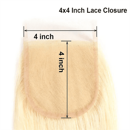 Remy Forte Straight Hair 4 Bundles With Closure 613 Blonde Human Hair Weave With 4×4 Closure