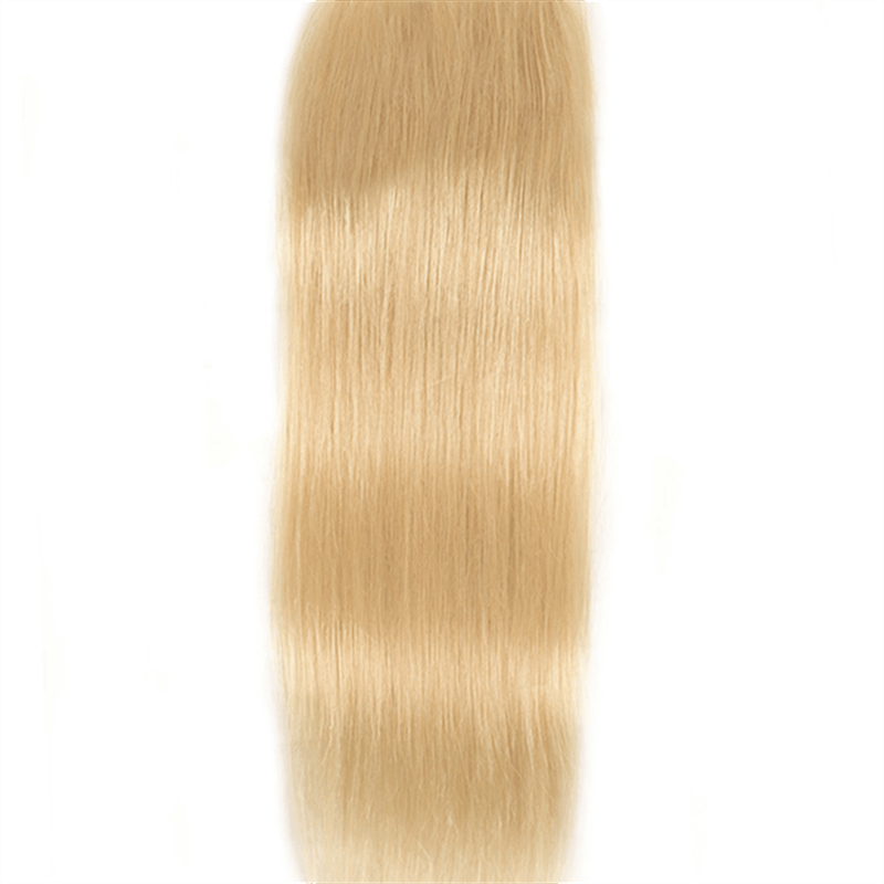 Remy Forte Straight Hair 4 Bundles With Closure 613 Blonde Human Hair Weave With 4×4 Closure