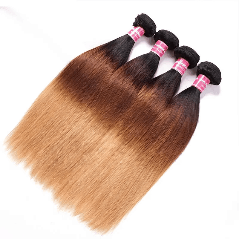Remy Forte Straight Hair Mixed 1B/4/27 Color 4 Bundles Virgin Human Hair Weave