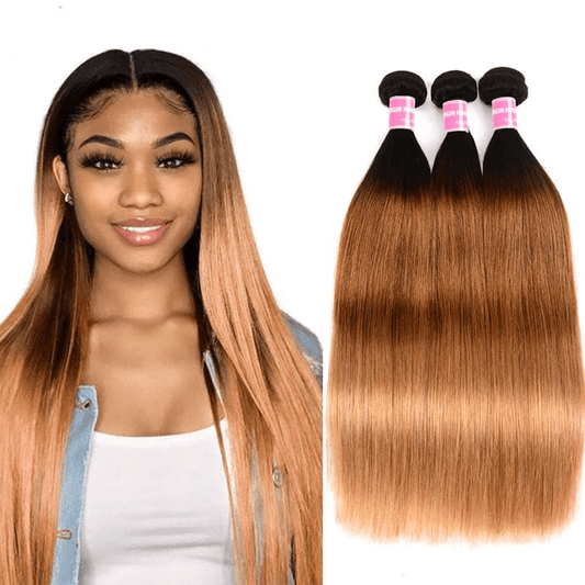 Remy Forte Straight Hair Weave #T1B427 Ombre Human Hair Weave 3 Bundles