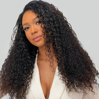 Upgrade Super Natural Scalp V Part Jerry Curly Wig Easy to Install Tight and Breathable No Leave Out